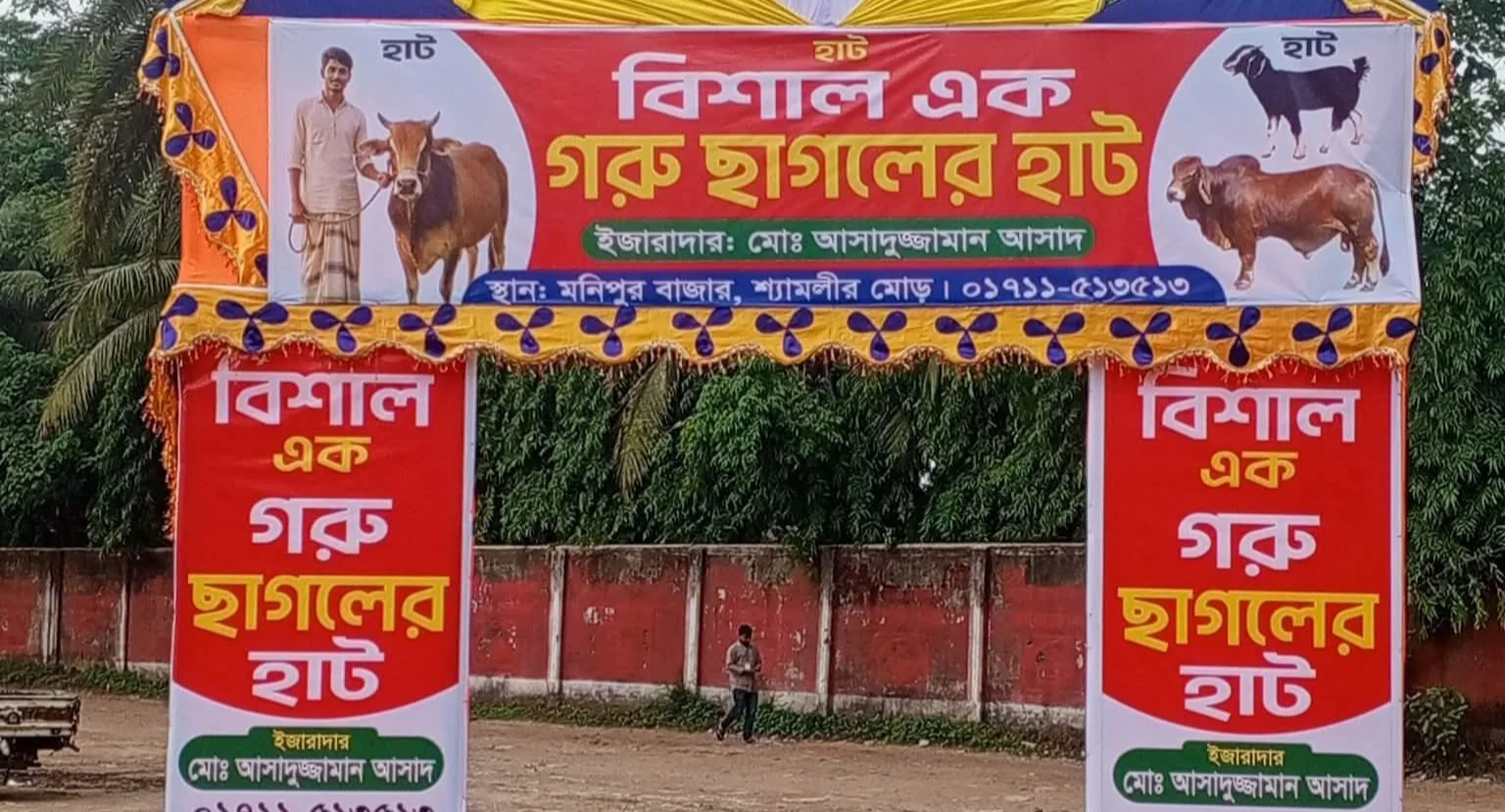 গাজীপুরে ইজারা পাওয়ার আগেই পশুর হাটের গেইট নির্মাণ