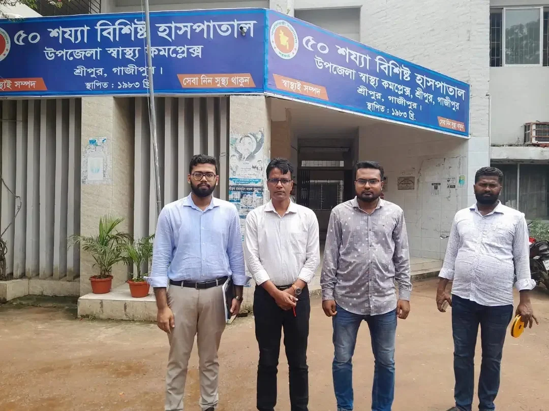 শ্রীপুর উপজেলা স্বাস্থ্য কমপ্লেক্সে জলাবদ্ধতা নিরসনে সার্ভে সম্পন্ন-স্থায়ী সমাধানের পথে এক ধাপ